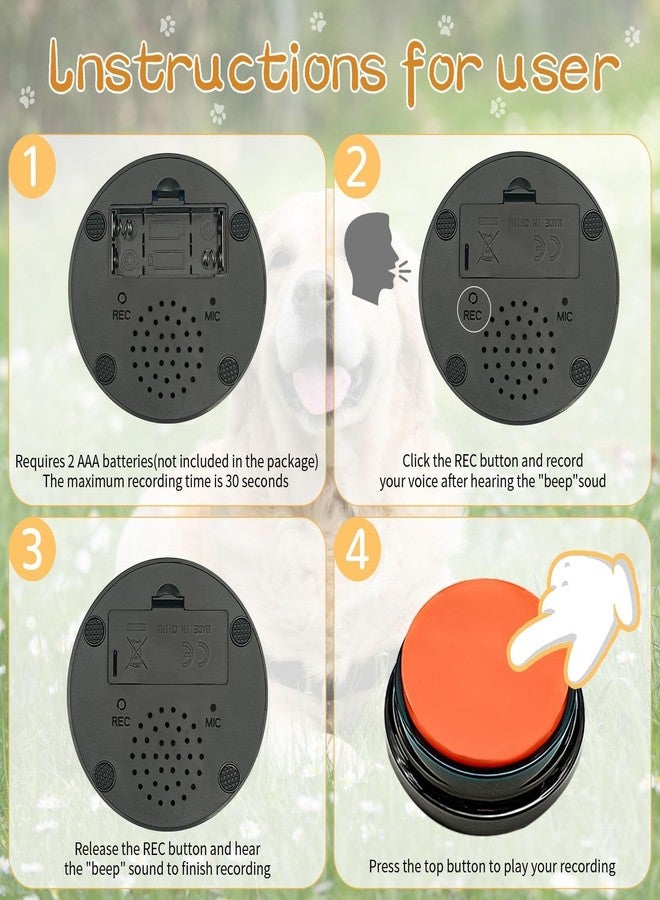 RIBOSY Set of 6 Dog Buttons, Recordable Button, Dog Training Buzzer with 50 Stickers, Record Playback Your Own Message to Teach Your Dogs Voice What They Want - Image 2